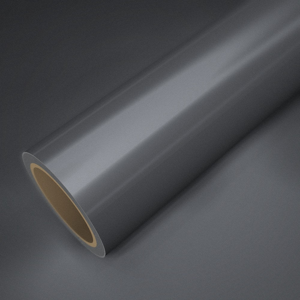 Rolle Folie Chrom Satin Stahlgrau auf einem Bogen derselben Folie
