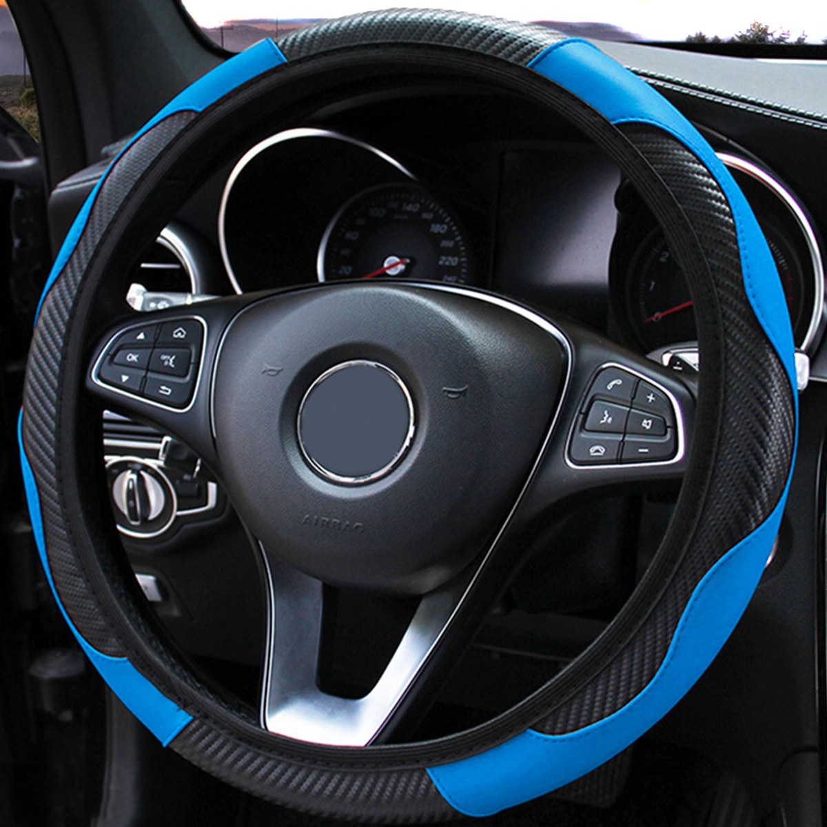 Lenkradbezug in Carbon-Optik, blau