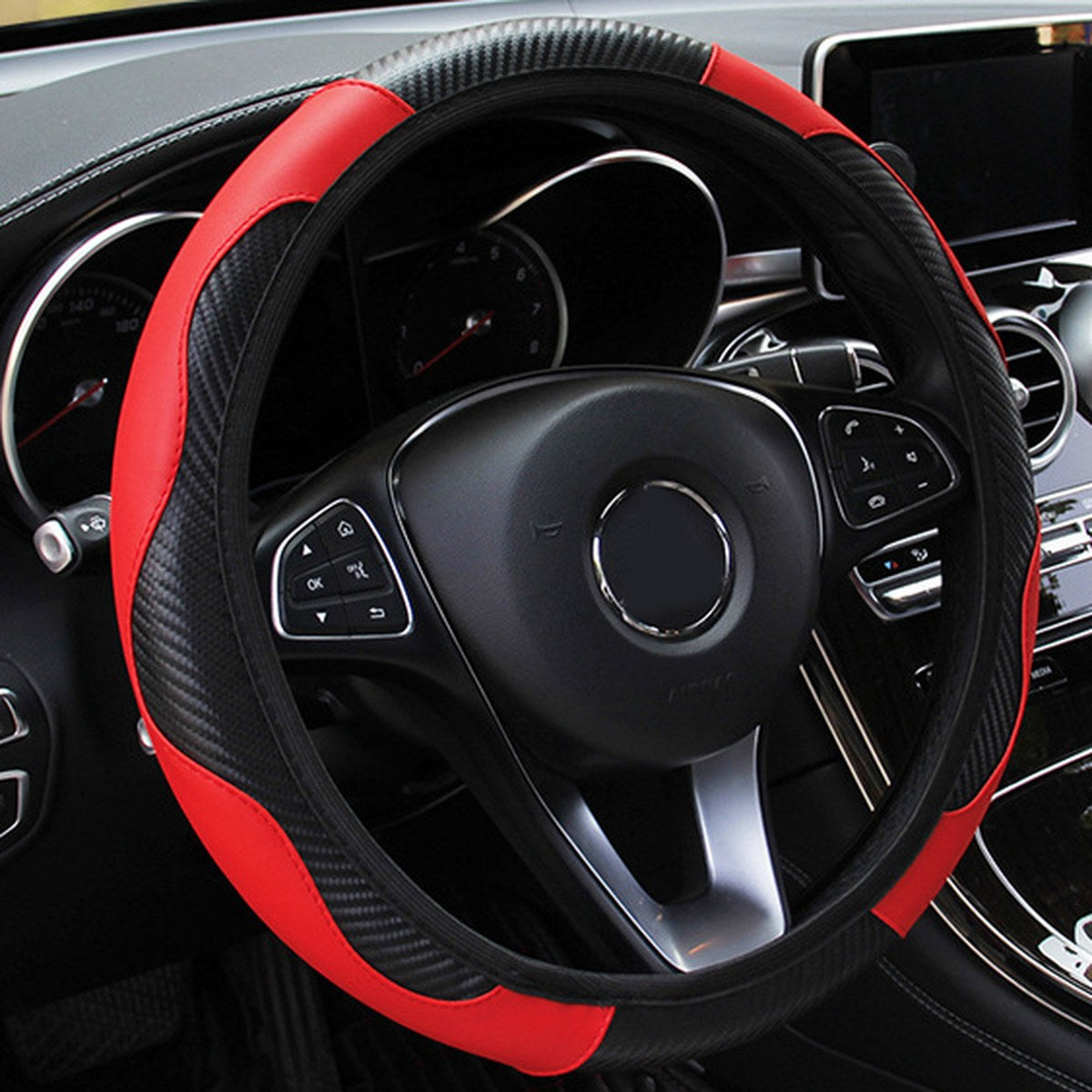 Lenkradbezug in Carbon-Optik, rot