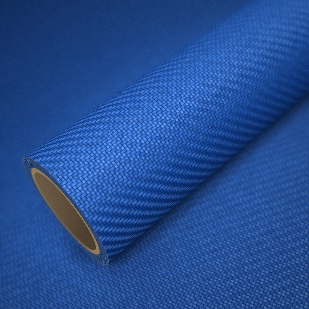 Rolle Folie 3D-Carbon Blau auf einem Bogen derselben Folie
