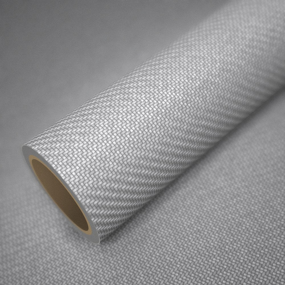 Rolle Folie 3D-Carbon Weiß auf einem Bogen derselben Folie