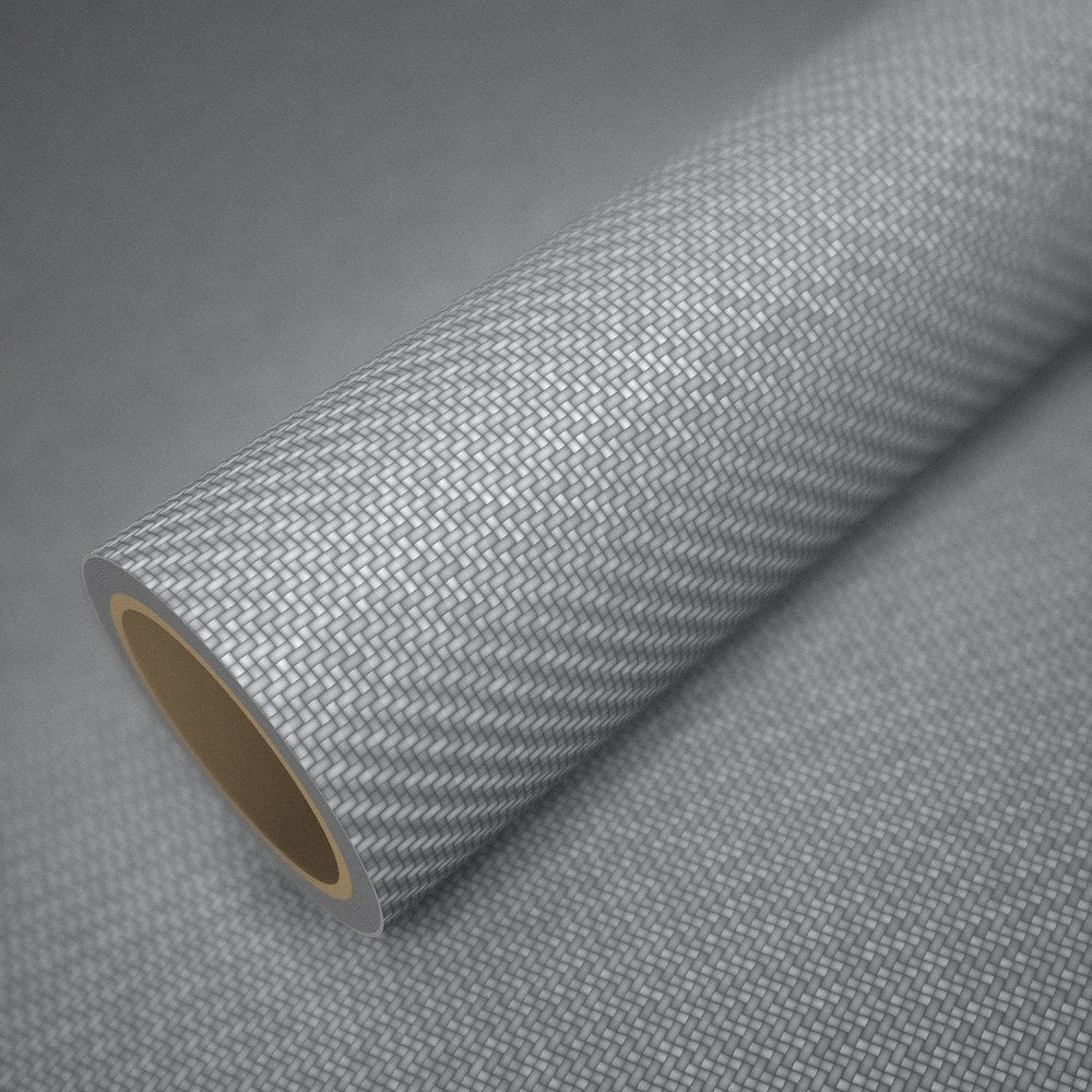 Rolle Folie 3D-Carbon Silber auf einem Bogen derselben Folie