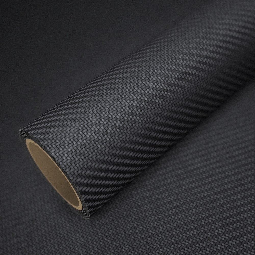 Rolle Folie Carbon Schwarz Matt auf einem Bogen derselben Folie