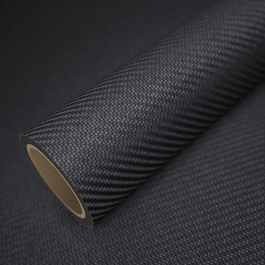 Rolle Folie Carbon Schwarz Matt auf einem Bogen derselben Folie