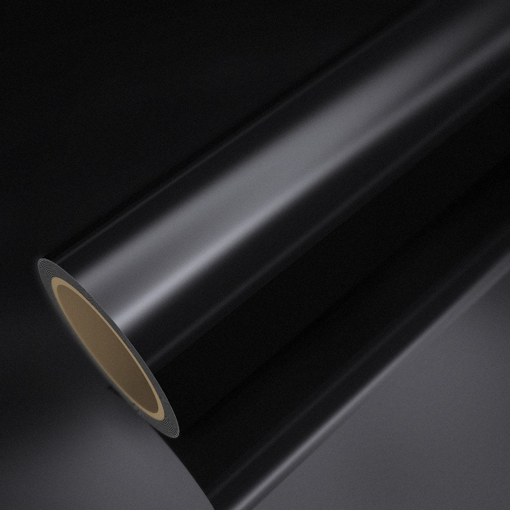 Rolle Folie Chrom Schwarz auf einem Bogen derselben Folie