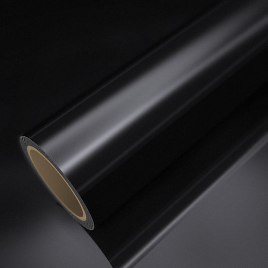 Rolle Folie Chrom Schwarz auf einem Bogen derselben Folie