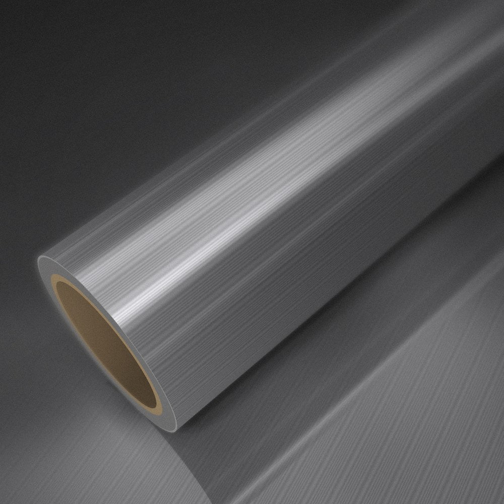 Rolle Folie Aluminium gebürstet auf einem Bogen derselben Folie